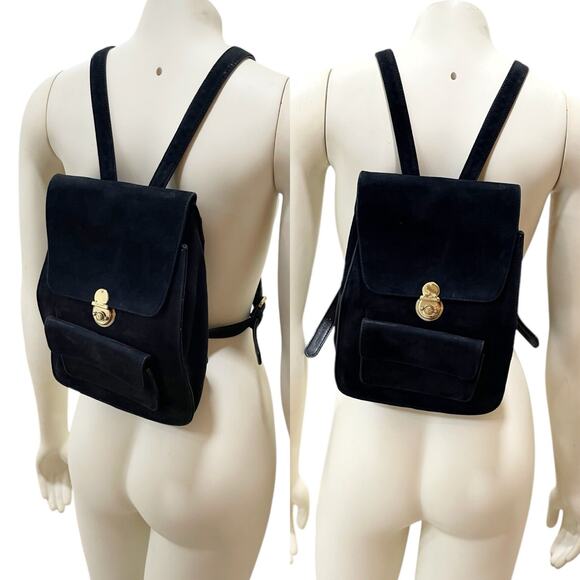 Ralph Lauren Handbags - Ralph Lauren Suede Backpack with Gold Lock Vintage Rare